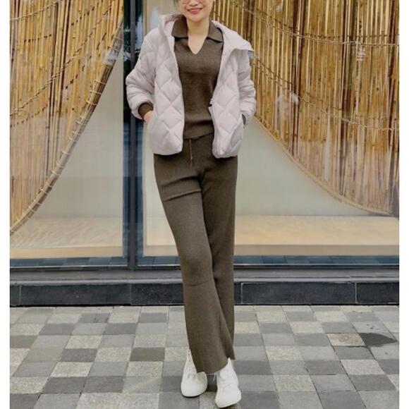 Uniqlo Washable Knit Ribbed Polo Sweater NWT Brown XL - Picture 6 of 9